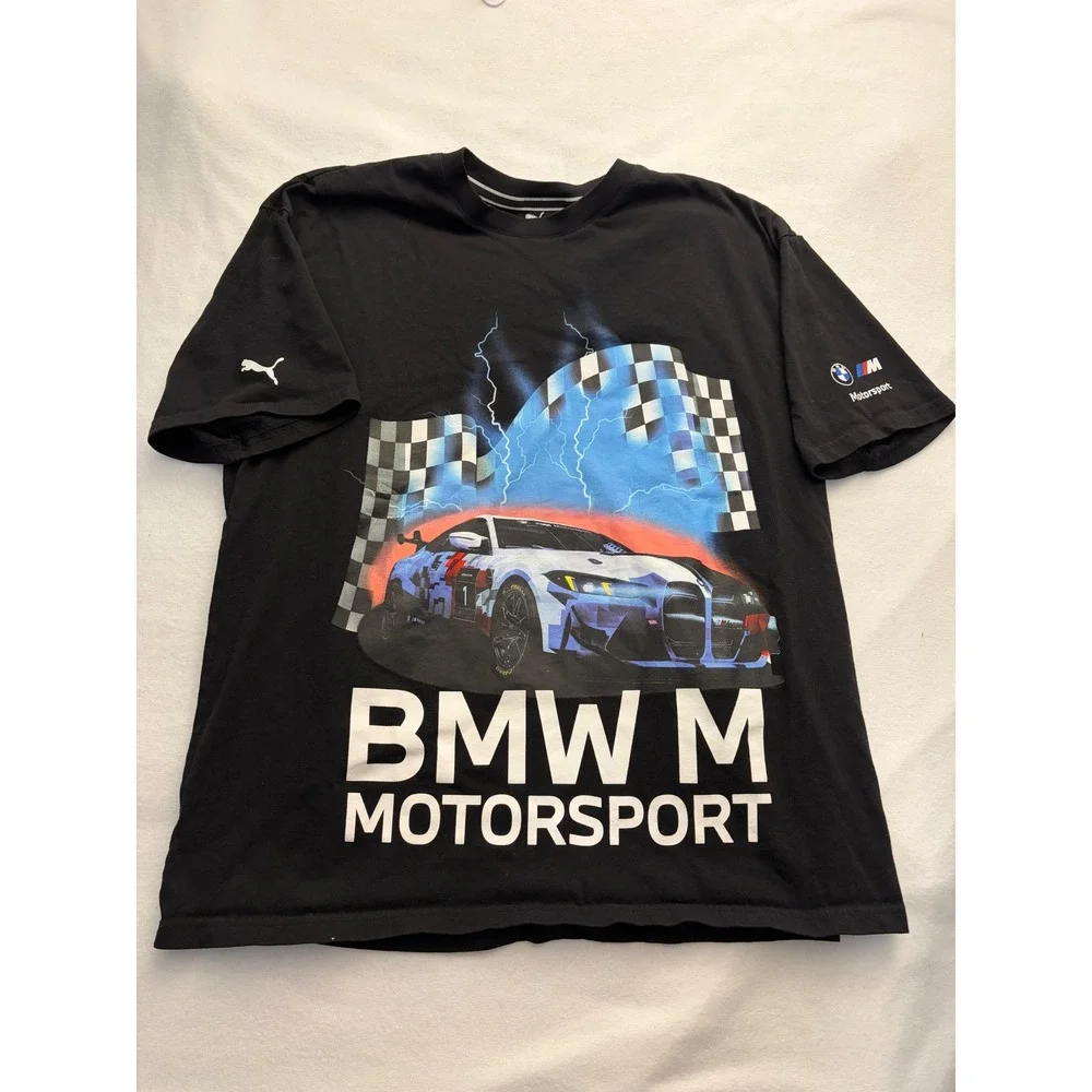 Puma BMW Mens Large Motorsport Graphic T-Shirt Black Racing Car Teee